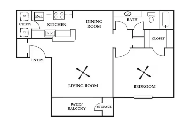 Spacious One Bdrm 6-613 floor plan